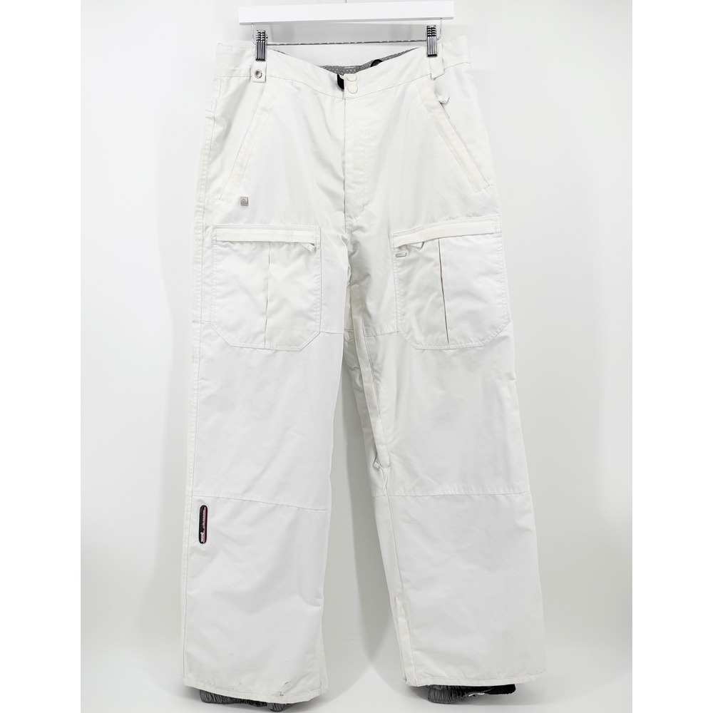 Ripzone Men's Large White Ski Pants 57710 RECCO Avalanche Reflector Cargo Flaws